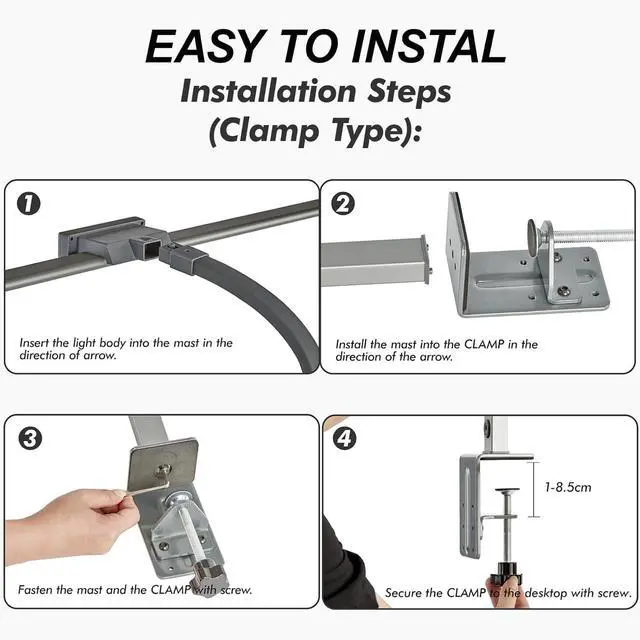 Alt view image 4 of 7 - 3400 Lumen Architect Desk Lamp with Clock for Home Office, 31.5W x 27H, Ultra Bright Auto-Fill Brightness Desk Lamps with Timer, Gooseneck Touch LED Light for Work/Study/Read (Clamp)