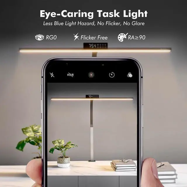 Alt view image 7 of 7 - 3400 Lumen Architect Desk Lamp with Clock for Home Office, 31.5W x 27H, Ultra Bright Auto-Fill Brightness Desk Lamps with Timer, Gooseneck Touch LED Light for Work/Study/Read (Clamp)