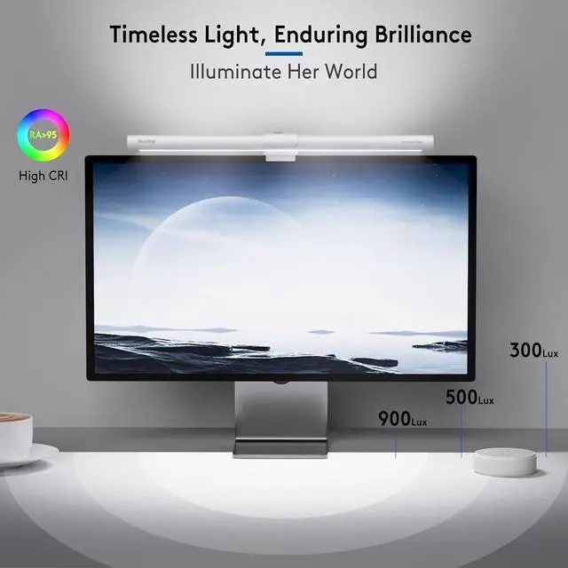 Alt view image 2 of 7 - Monitor Light Bar with Remote, Eye-Care No Glare, Space Saving Home Office Desk Lamp (White), Stepless Dimming, Easy Setup LED Computer Light Backlight for Curved Gaming Monitors Reading Study