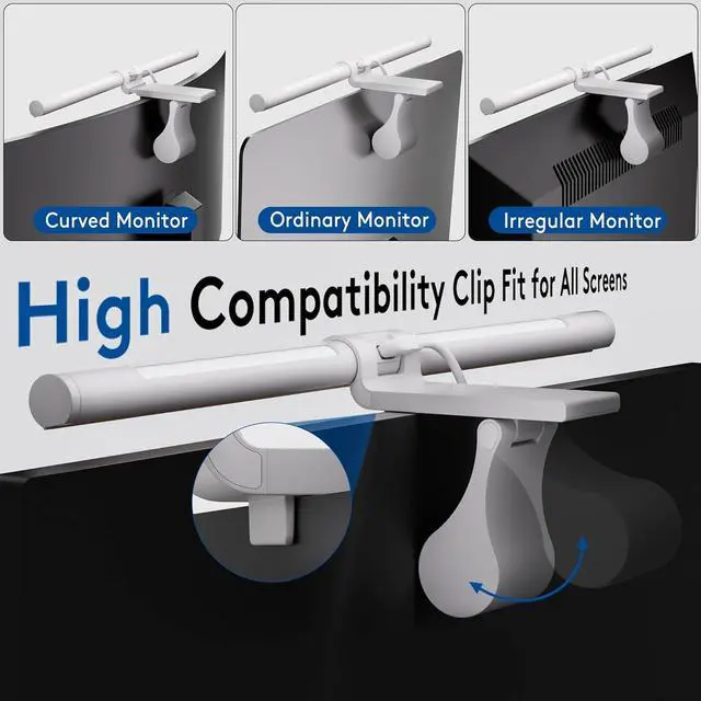 Alt view image 5 of 7 - Monitor Light Bar with Remote, Eye-Care No Glare, Space Saving Home Office Desk Lamp (White), Stepless Dimming, Easy Setup LED Computer Light Backlight for Curved Gaming Monitors Reading Study