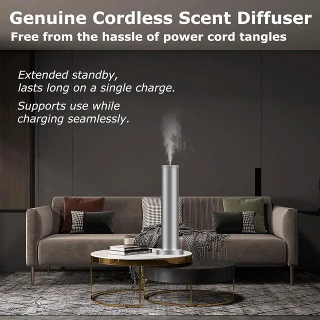 Alt view image 4 of 7 - Hotel Scent Diffuser Machine -Cordless Rechargeable Diffuser for Whole House- Scent Air Machine for Home -App Bluetooth Control - Waterless Essential Oil Diffuser for Large Room, Studio Office -Silver