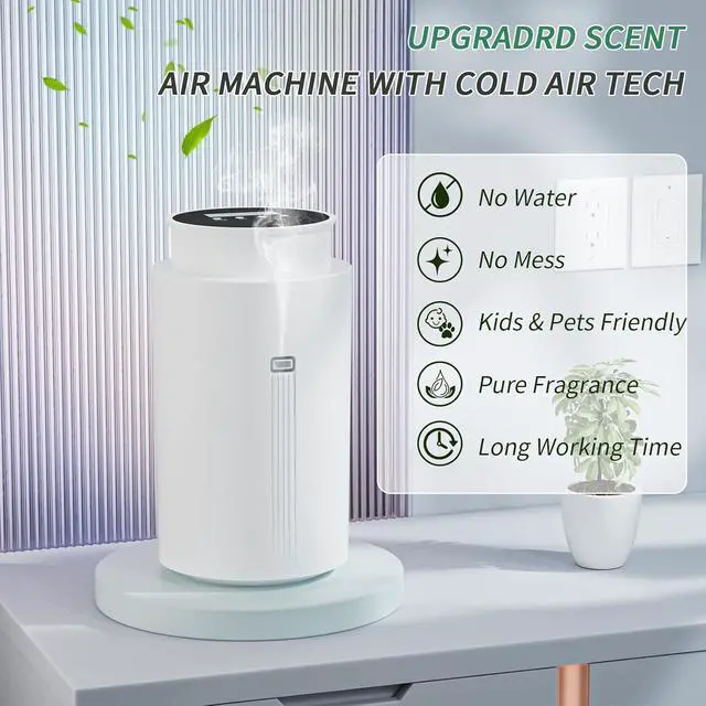 Alt view image 2 of 7 - Scent Air Machine for Home, 1500 Sq. Ft Coverage Hotel Collection Diffuser with Smart Cold Air Tech, Whole House Fragrance, Bluetooth Waterless Oil Diffuser for Large Room, Hotel, Spa, Office