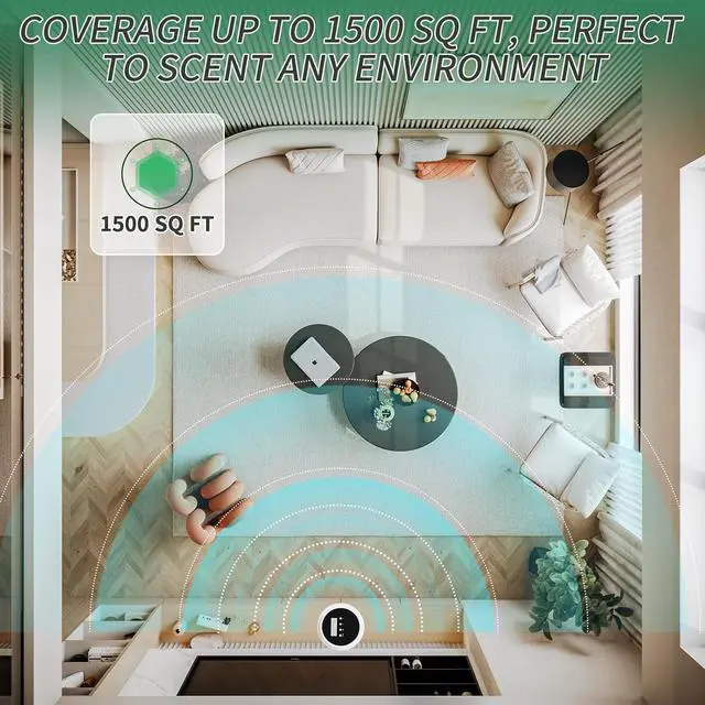 Alt view image 5 of 7 - Scent Air Machine for Home, 1500 Sq. Ft Coverage Hotel Collection Diffuser with Smart Cold Air Tech, Whole House Fragrance, Bluetooth Waterless Oil Diffuser for Large Room, Hotel, Spa, Office