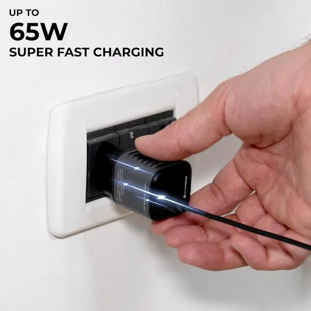 Alt view image 3 of 7 - Supertiny - 65W USB-C GaN Wall Charger, Fast Charging Adapter with Foldable US Plug, Ultra-Compact Travel Charger for Phones, Tablets, Laptops and USB-C Devices (Only 1.7in Long)