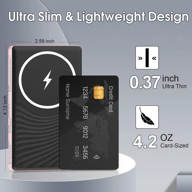 Alt view image 4 of 7 - Magnetic Portable Charger PowerBank, 5,000mAh Mag Slim Wireless Power Bank with USB C PD 20W QC3.0 Wired fast charging, Battery Pack Compatible with iPhone 17/16/16 Pro/16 Pro Max/15/15 Pro Series