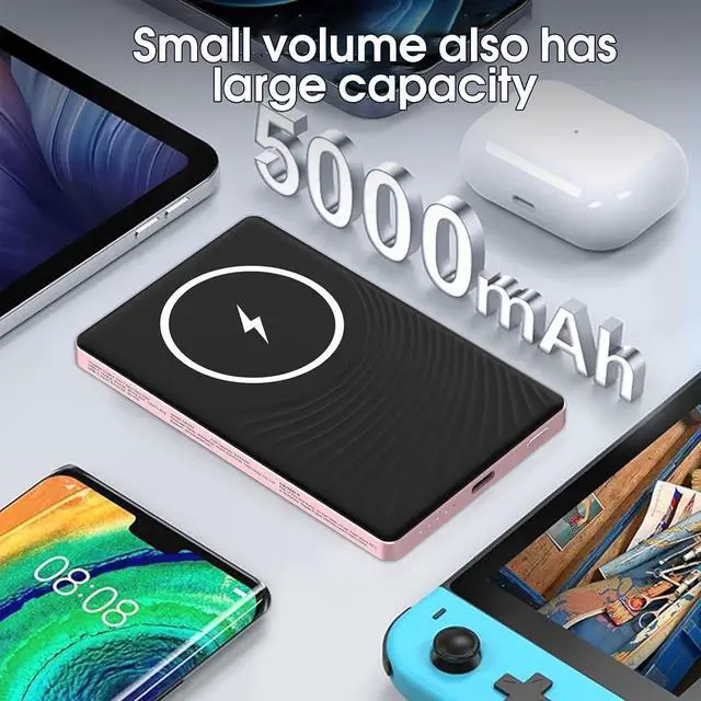 Alt view image 7 of 7 - Magnetic Portable Charger PowerBank, 5,000mAh Mag Slim Wireless Power Bank with USB C PD 20W QC3.0 Wired fast charging, Battery Pack Compatible with iPhone 17/16/16 Pro/16 Pro Max/15/15 Pro Series