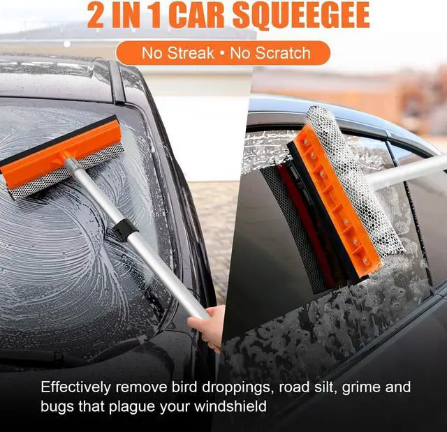 Alt view image 6 of 7 - 4-12ft Car Cleaning Kit, The Ultimate RV,Truck Washing Set with Soft Wash Brush, Tire Brush, Window Squeegee, Car Wash Mitt, Microfiber Cleaning Head & Extra-Thick Aluminum Extension Pole
