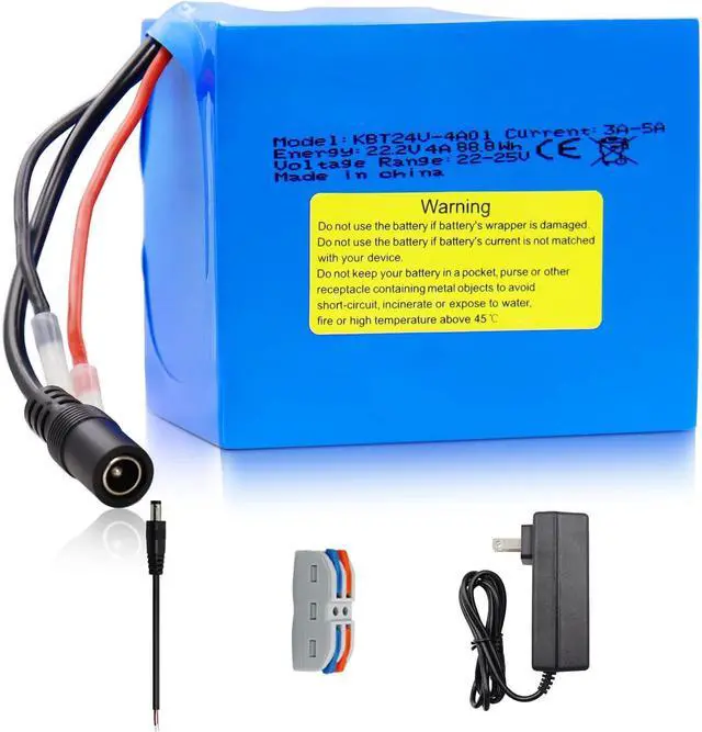Main image of KBT 24V 4Ah Rechargeable Lithium Replacement Battery, with Charger, Charging Cable, Cable Connector for Kids Ride On Cars