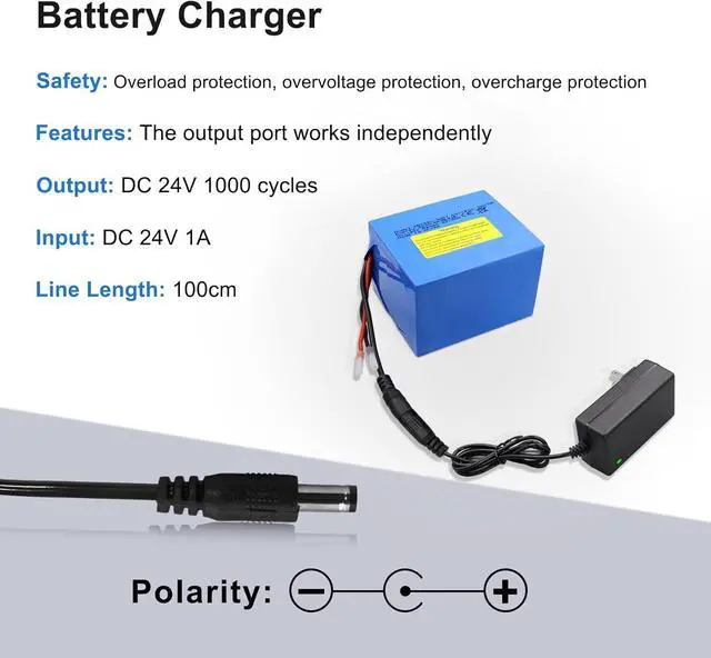 Alt view image 5 of 6 - KBT 24V 4Ah Rechargeable Lithium Replacement Battery, with Charger, Charging Cable, Cable Connector for Kids Ride On Cars