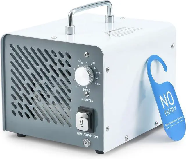 Ozone Negative Ion Generator, 60000 mg/h 2-in-1 Odor Eliminator Air Purifier for Car Home Smoke Pet Odor Removal, Commercial Ozone Machine Ionizer with Timer for 3200 sq ft Room