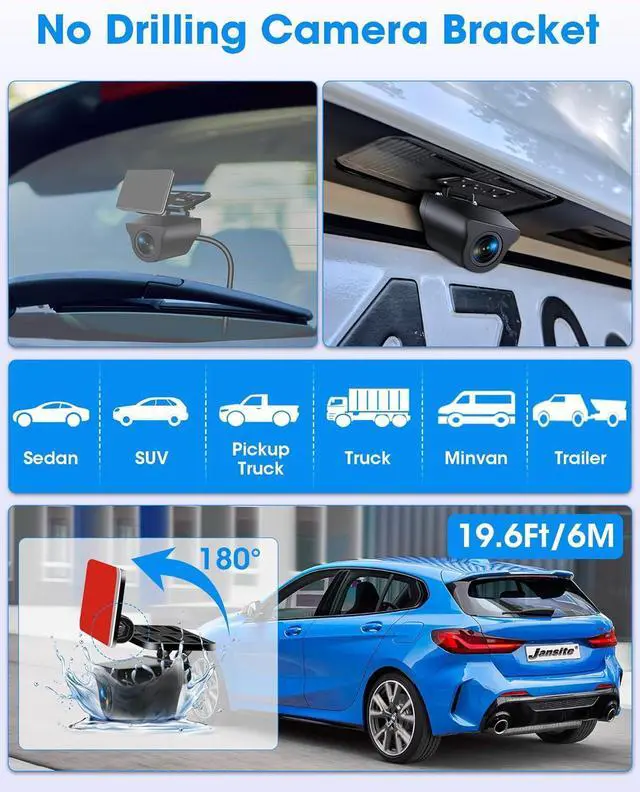 Alt view image 6 of 7 - WiFi 4K Rear View Mirror Camera 12" Mirror Dash Cam Front and Rear w 64G TF Card WDR & HDR Night Vision Loop Recording 24H Parking Assistance Rear View Mirror Dash Cam 2160P