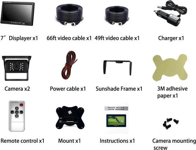 Alt view image 7 of 7 - Backup Camera Monitor Kit,7" HD 1080P Monitor,IP69 Waterproof Rearview Reversing Rear View Camera for Truck Trailer Semi-Trailer Box Truck RV Pickup Truck,Easy Installation (Dual Cam)