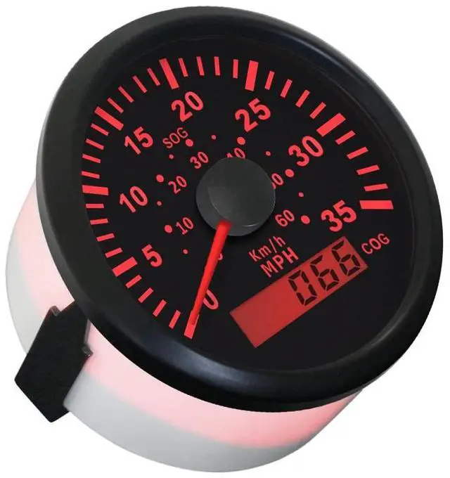 Alt view image 2 of 6 - Marine GPS Speedometer Speedo Gauge 35MPH with Backlight for Boat Yacht Ship Vessel 3-3/8'' (85mm) 12 24 Volt (LED Shows Course not Odometer)
