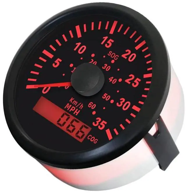 Alt view image 3 of 6 - Marine GPS Speedometer Speedo Gauge 35MPH with Backlight for Boat Yacht Ship Vessel 3-3/8'' (85mm) 12 24 Volt (LED Shows Course not Odometer)