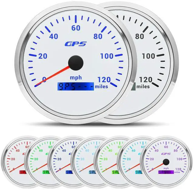 Main image of 110mm 4-3/8" GPS Speedometer Boat 120 MPH Speedometer 7 Color Waterproof 9-32V for Marine AUTO Car Motorcycle Truck (White)