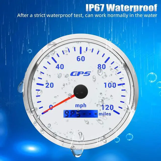 Alt view image 4 of 6 - 110mm 4-3/8" GPS Speedometer Boat 120 MPH Speedometer 7 Color Waterproof 9-32V for Marine AUTO Car Motorcycle Truck (White)