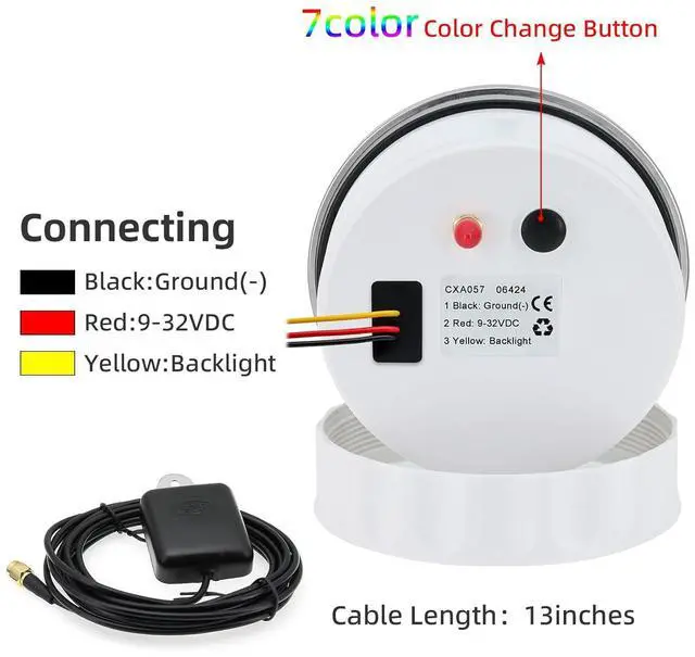 Alt view image 6 of 6 - 110mm 4-3/8" GPS Speedometer Boat 120 MPH Speedometer 7 Color Waterproof 9-32V for Marine AUTO Car Motorcycle Truck (White)