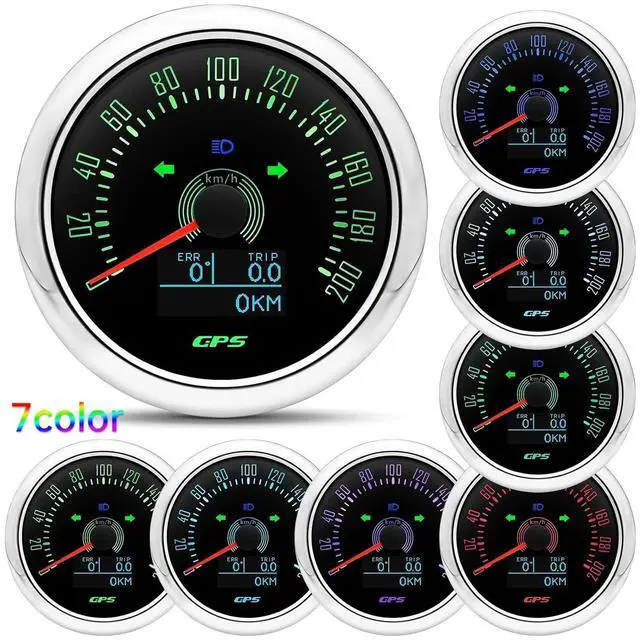 Alt view image 4 of 7 - 85mm GPS Speedometer Gauge 0200KM/H Boat Speedometer Waterproof Marine Speed Gauge Meter with COG Trip Total Mileage for Car Truck Motorcycle 7 Colors Backlit 9-32V