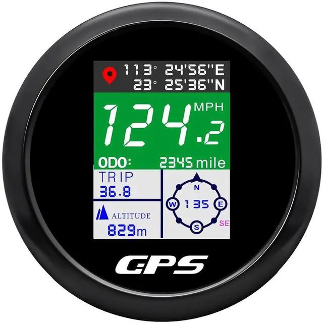 Main image of GPS Speedometer 85mm 3-3/8" Digital Boat GPS Speedometer Gauge Waterproof MPH Knots Km/h Adjustable for Car Marine Truck Motorcycle 9-32V (All Black)