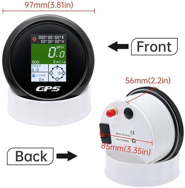 Alt view image 5 of 7 - GPS Speedometer 85mm 3-3/8" Digital Boat GPS Speedometer Gauge Waterproof MPH Knots Km/h Adjustable for Car Marine Truck Motorcycle 9-32V (All Black)