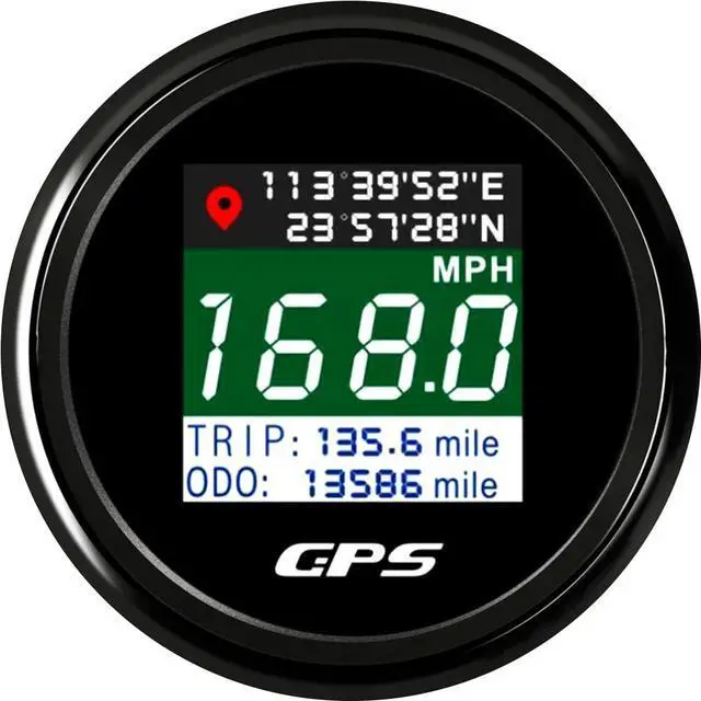 Main image of GPS Speedometer 2-1/16" 52mm Digital Boat GPS Speedometer Gauge MPH Km/h Knot TFT Screen Antenna Odometer for AUTO Car Marine (Black)
