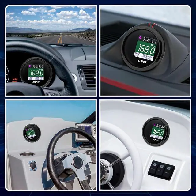 Alt view image 5 of 6 - GPS Speedometer 2-1/16" 52mm Digital Boat GPS Speedometer Gauge MPH Km/h Knot TFT Screen Antenna Odometer for AUTO Car Marine (Black)