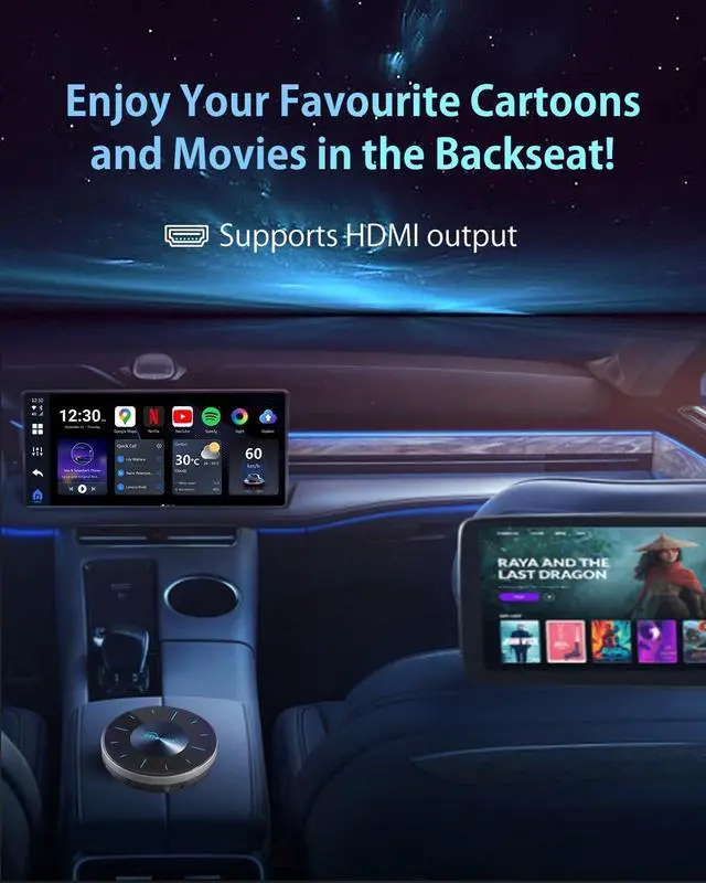 Alt view image 7 of 7 - P3 OttoAiBox - 2024 Android 12 CarPlay AI Box, Wireless CarPlay & Android Auto Adapter, 8GB+128GB, HDMI Output, GPS, Video Viewing YouTube, Netflix, Tiktok, etc