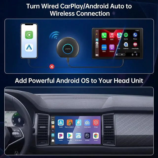 Alt view image 2 of 7 - Magic Ai Box for Wireless Carplay/Android Auto Wireless, 6-in-1 Ai Box, 4G LTE, GPS, DriveChat, Dual Bluetooth/WiFi, Plug & Play for 2016+ Wired CarPlay/Android Auto
