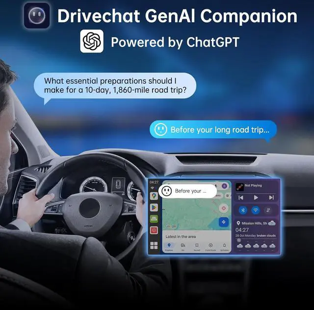 Alt view image 4 of 7 - Magic Ai Box for Wireless Carplay/Android Auto Wireless, 6-in-1 Ai Box, 4G LTE, GPS, DriveChat, Dual Bluetooth/WiFi, Plug & Play for 2016+ Wired CarPlay/Android Auto