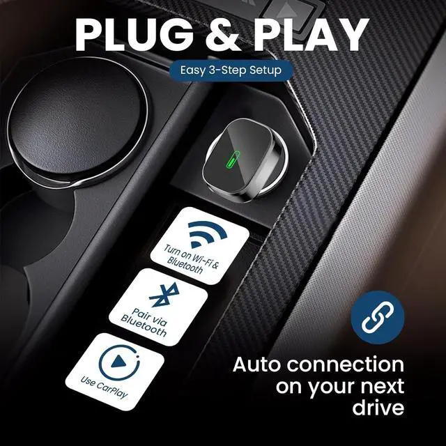 Alt view image 3 of 7 - Wireless CarPlay Adapter, 2-in-1 CarPlay & Android Auto Adapter  Mini Snug Fit Design, Convert Factory Wired to Wireless for iPhone iOS 10+ & Android 11+