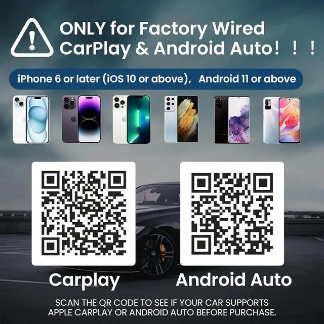 Alt view image 5 of 7 - Wireless CarPlay Adapter, 2-in-1 CarPlay & Android Auto Adapter  Mini Snug Fit Design, Convert Factory Wired to Wireless for iPhone iOS 10+ & Android 11+