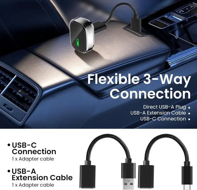 Alt view image 6 of 7 - Wireless CarPlay Adapter, 2-in-1 CarPlay & Android Auto Adapter  Mini Snug Fit Design, Convert Factory Wired to Wireless for iPhone iOS 10+ & Android 11+