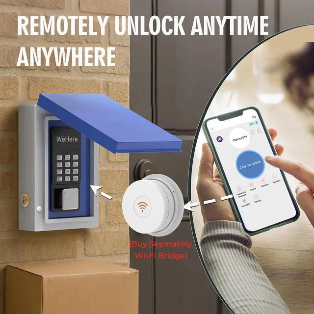 Alt view image 6 of 6 - Key Lock Box Outdoor, Wall Mount Lockbox for Outside, OTP/Fixed Password, APP Bluetooth/Wi-Fi, Spare Key Unlock, Smart Keybox for Home, Realtors, Apartments, Garage, Store, Office