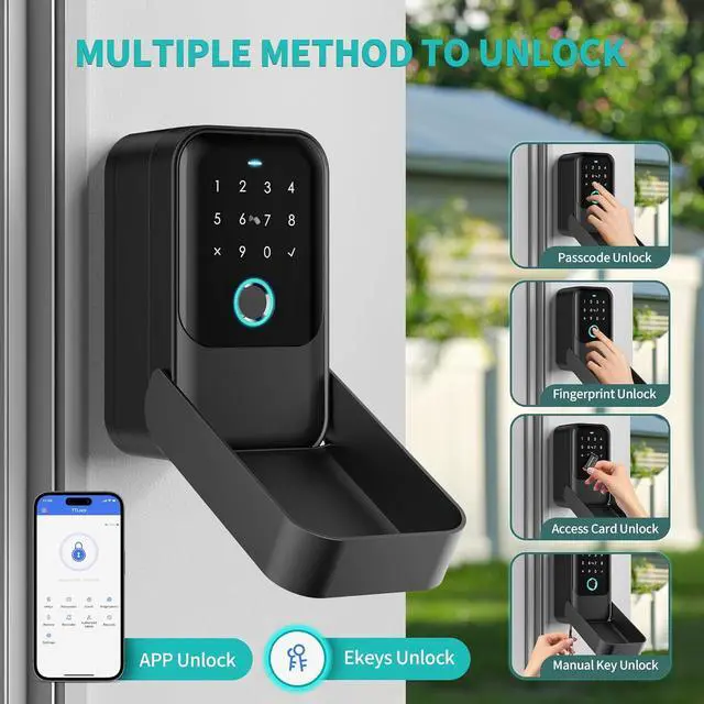 Alt view image 2 of 7 - Smart Key Lock Box, TTLock APP Control, Fingerprint, Manual Keys, Access Card, EKey and Passcode Unlock, Electronic Bluetooth Wireless Lock Box for Airbnb Realtor House Office