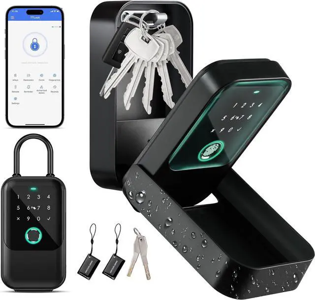 Main image of Smart Key Lock Box, TTLock APP Control, Fingerprint, Manual Keys, Access Card, EKey and Passcode Unlock, Electronic Bluetooth Wireless Lock Box for Airbnb Realtor House Office
