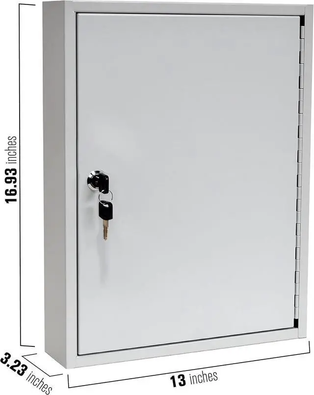 Alt view image 2 of 7 - Fort Knox Key Holder Cabinet - 60-Key Cabinet - 60 Easy-to-Write-On Key Tags - Piano Hinged Door - Standard Keyed Lock - Steel Construction - Key Lock Box