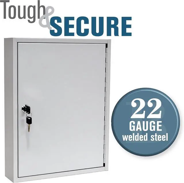 Alt view image 4 of 7 - Fort Knox Key Holder Cabinet - 60-Key Cabinet - 60 Easy-to-Write-On Key Tags - Piano Hinged Door - Standard Keyed Lock - Steel Construction - Key Lock Box