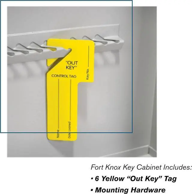Alt view image 6 of 7 - Fort Knox Key Holder Cabinet - 60-Key Cabinet - 60 Easy-to-Write-On Key Tags - Piano Hinged Door - Standard Keyed Lock - Steel Construction - Key Lock Box