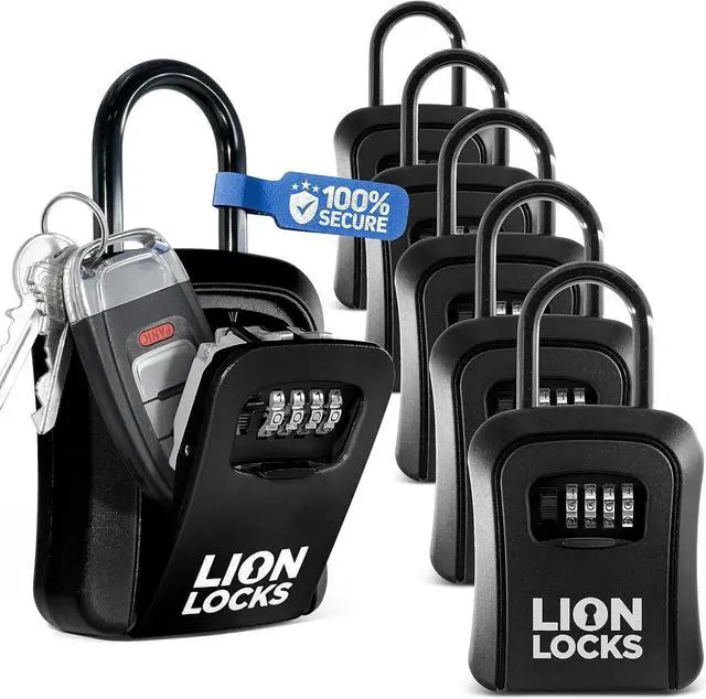 Main image of Lock Box for Keys, 6 Pack Black - Secure Key Safe Solution with Combination Lock for Homes, Real Estate, Businesses, Gyms, Schools
