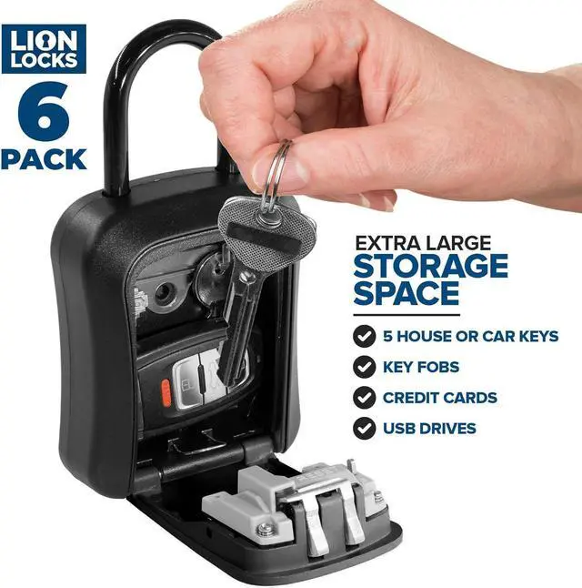 Alt view image 2 of 7 - Lock Box for Keys, 6 Pack Black - Secure Key Safe Solution with Combination Lock for Homes, Real Estate, Businesses, Gyms, Schools