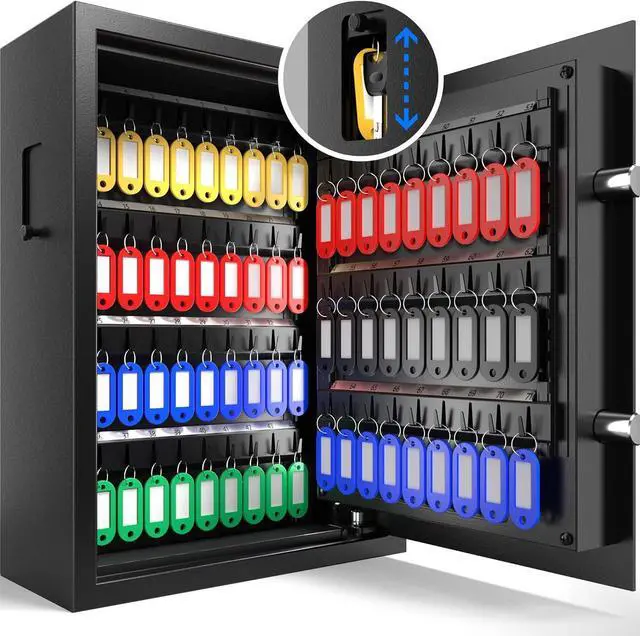 Main image of 71 Keys Key Lock Box Wall Mount with Advanced Anti-Theft Deposit Key Slot & LED Light, Key Cabinet with Combo and Key Lock, Key Safe for Hotels & Office & Companies & Car Dealerships