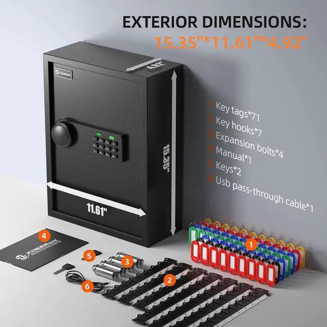 Alt view image 6 of 7 - 71 Keys Key Lock Box Wall Mount with Advanced Anti-Theft Deposit Key Slot & LED Light, Key Cabinet with Combo and Key Lock, Key Safe for Hotels & Office & Companies & Car Dealerships