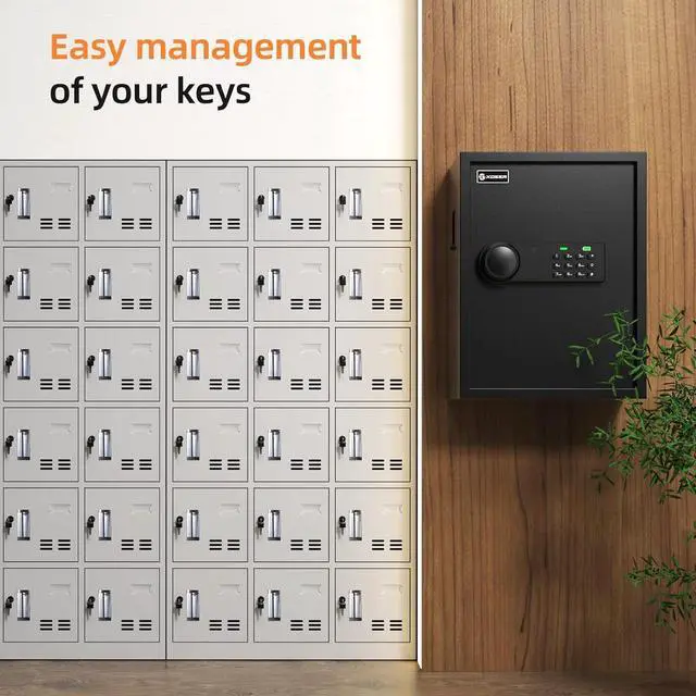 Alt view image 7 of 7 - 71 Keys Key Lock Box Wall Mount with Advanced Anti-Theft Deposit Key Slot & LED Light, Key Cabinet with Combo and Key Lock, Key Safe for Hotels & Office & Companies & Car Dealerships