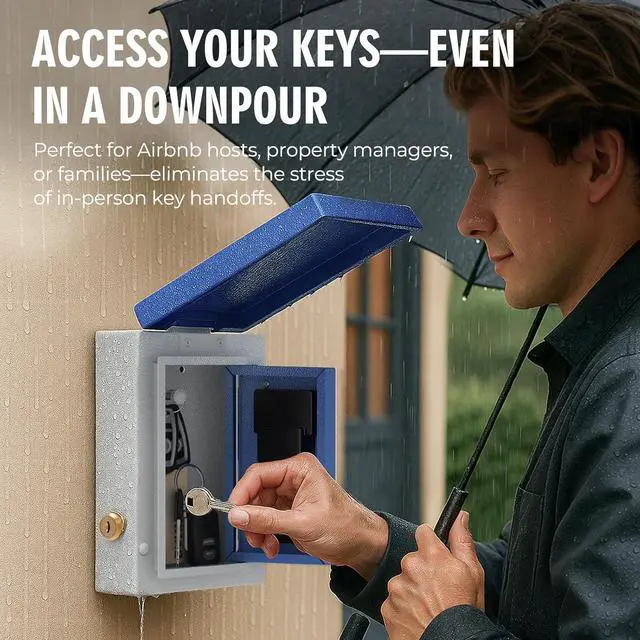 Alt view image 2 of 6 - Key Lock Box Outdoor, Wall Mount Lockbox for Outside, OTP/Fixed Password, APP Bluetooth/Wi-Fi, Spare Key Unlock, Smart Keybox for Home, Realtors, Apartments, Garage, Store, Office