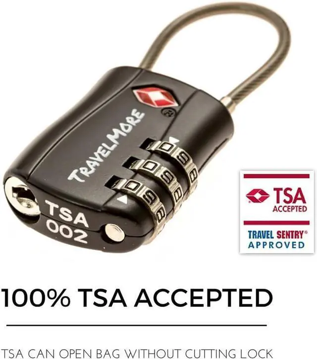 Alt view image 3 of 7 - 10 Pack TSA Approved Travel Combination Cable Luggage Locks for Suitcases - Orange (10 Pack, Black)