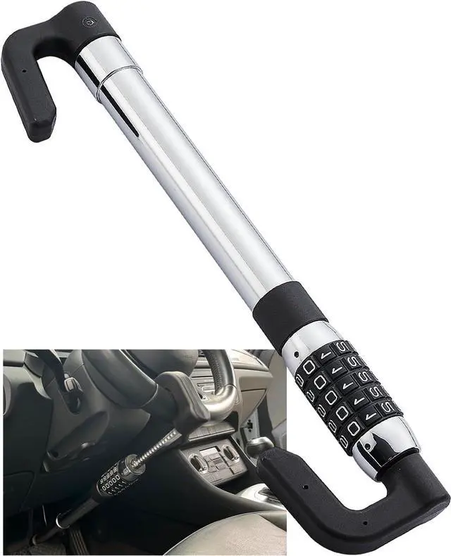 Main image of Steering Wheel Lock Anti-Theft Car Device, Retractable Keyless Password 5 Code Combination Car Steering Wheel Pedal Brake Locks Security Heavy Duty Universal Fit Vehicle Car Truck Van SUV (Elongated)