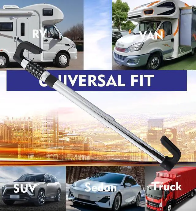 Alt view image 7 of 7 - Steering Wheel Lock Anti-Theft Car Device, Retractable Keyless Password 5 Code Combination Car Steering Wheel Pedal Brake Locks Security Heavy Duty Universal Fit Vehicle Car Truck Van SUV (Elongated)