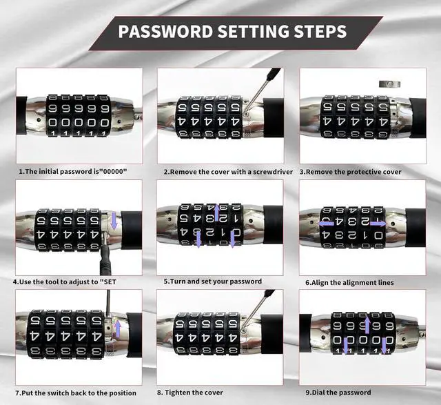 Alt view image 5 of 7 - Steering Wheel Lock Anti-Theft Car Device, Retractable Keyless Password 5 Code Combination Car Steering Wheel Pedal Brake Locks Security Heavy Duty Universal Fit Vehicle Car Truck Van SUV (Elongated)
