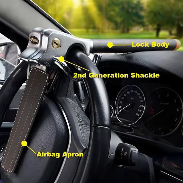 Alt view image 2 of 7 - Steering Wheel Lock Universal Anti-Theft Device Heavy Duty Security Car Lock for Vehicle Auto Truck SUV Van with 2 Keys Black