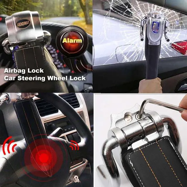 Alt view image 4 of 7 - Steering Wheel Lock Universal Anti-Theft Device Heavy Duty Security Car Lock for Vehicle Auto Truck SUV Van with 2 Keys Black
